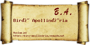 Biró Apollinária névjegykártya